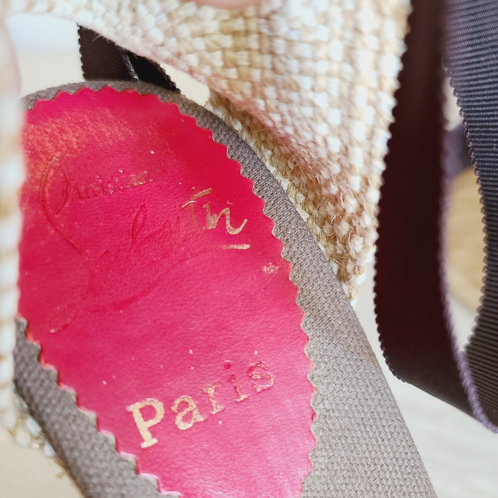 Christian Louboutin Brigitte Canvas Espadrilles Size 7 - Picture 6 of 6
